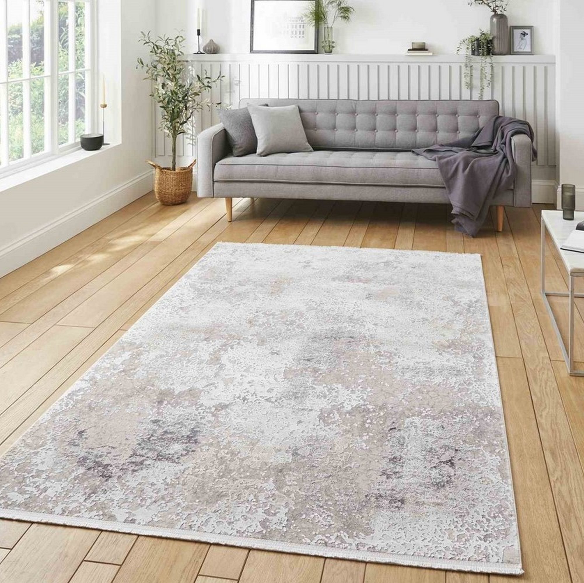 Bellagio 9196 Modern Abstract Distressed Rugs In Beige